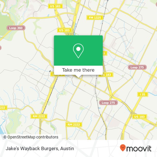 Mapa de Jake's Wayback Burgers, 2525 W Anderson Ln Austin, TX 78757