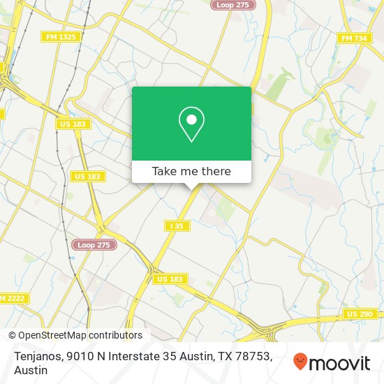 Mapa de Tenjanos, 9010 N Interstate 35 Austin, TX 78753