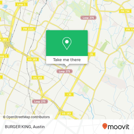Mapa de BURGER KING, 9523 N Lamar Blvd Austin, TX 78753