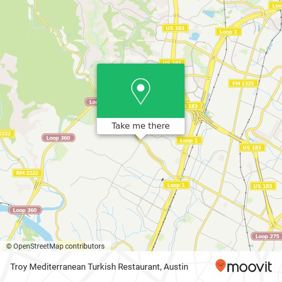 Mapa de Troy Mediterranean Turkish Restaurant, 8105 Mesa Dr Austin, TX 78759