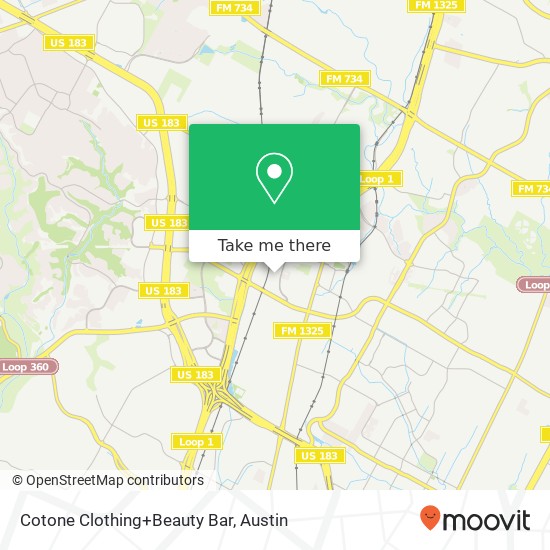 Mapa de Cotone Clothing+Beauty Bar, 3220 Amy Donovan Plz Austin, TX 78758