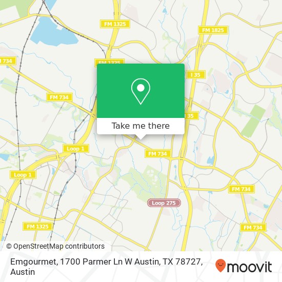 Mapa de Emgourmet, 1700 Parmer Ln W Austin, TX 78727