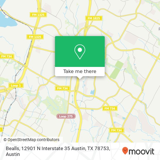 Mapa de Bealls, 12901 N Interstate 35 Austin, TX 78753