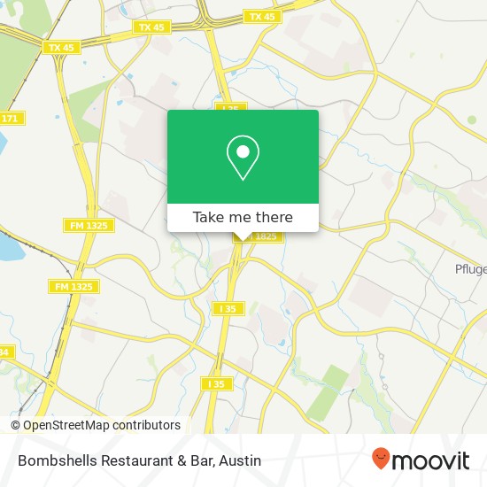 Mapa de Bombshells Restaurant & Bar, 15119 Interstate 35 Pflugerville, TX 78660