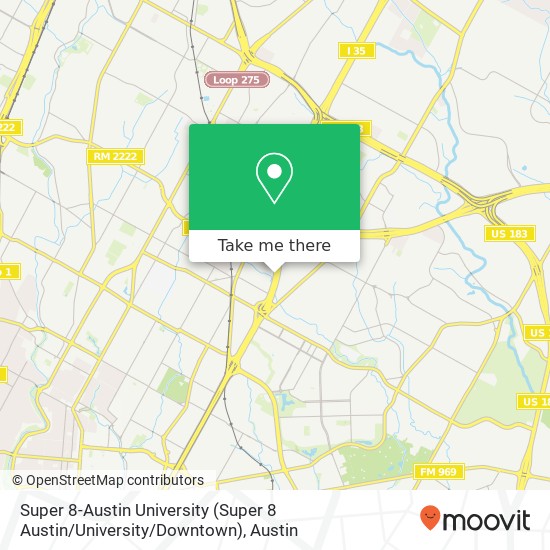Super 8-Austin University map