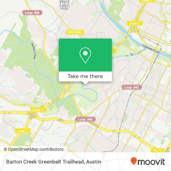 Barton Creek Greenbelt Trailhead map