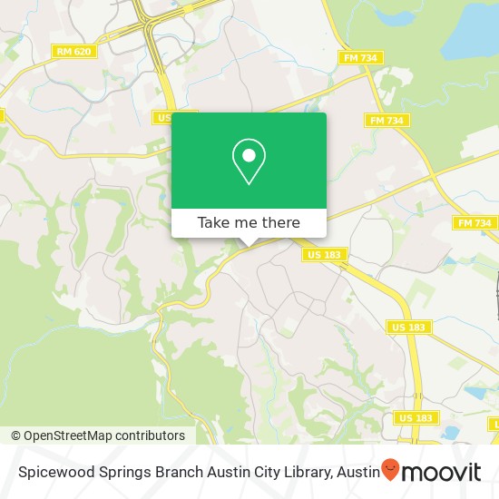 Mapa de Spicewood Springs Branch Austin City Library