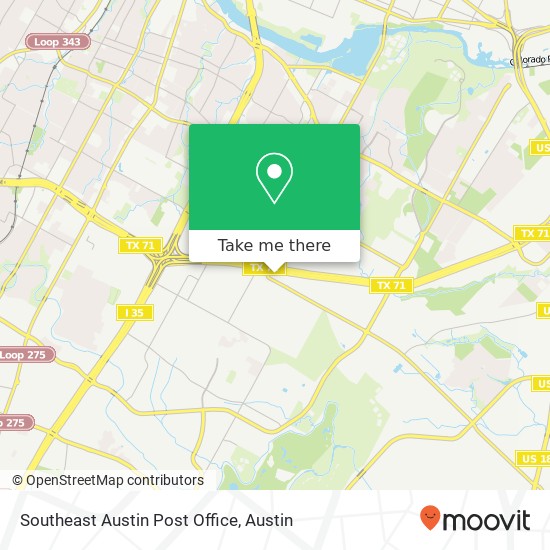 Southeast Austin Post Office map