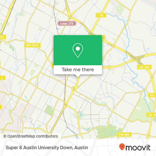 Super 8 Austin University Down map