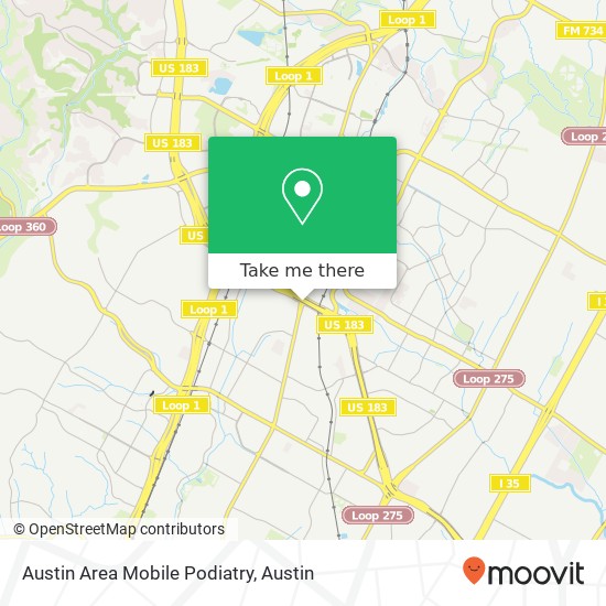 Mapa de Austin Area Mobile Podiatry