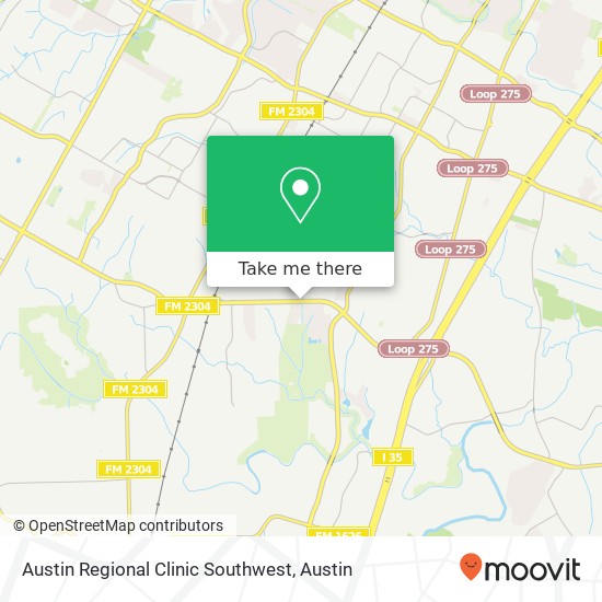 Austin Regional Clinic Southwest map