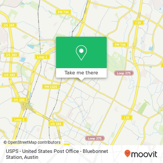 Mapa de USPS - United States Post Office - Bluebonnet Station