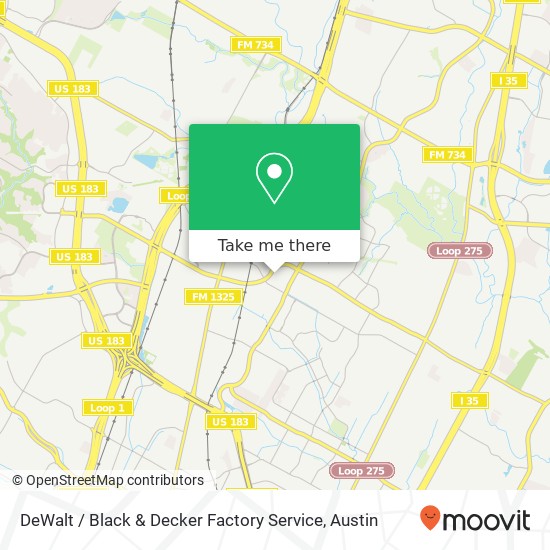 Mapa de DeWalt / Black & Decker Factory Service