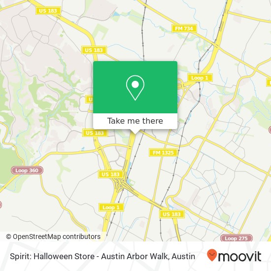 Spirit: Halloween Store - Austin Arbor Walk map