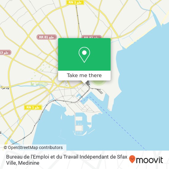 Bureau de l'Emploi et du Travail Indépendant de Sfax Ville map