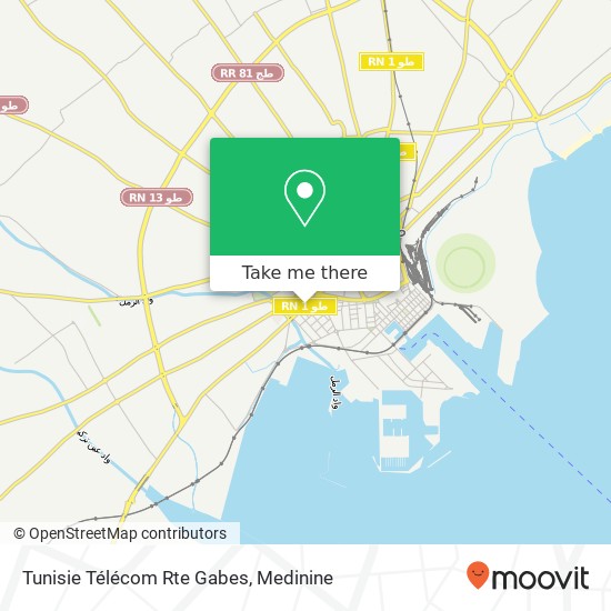 Tunisie Télécom Rte Gabes map