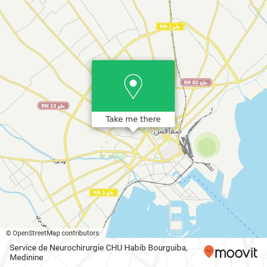 Service de Neurochirurgie CHU Habib Bourguiba map