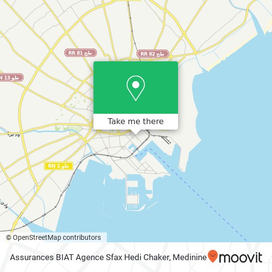 Assurances BIAT Agence Sfax Hedi Chaker map