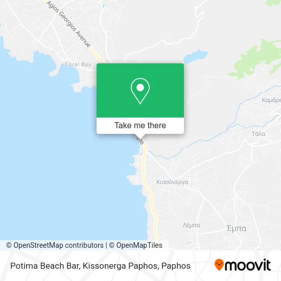 Potima Beach Bar, Kissonerga Paphos map