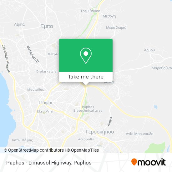 Paphos - Limassol Highway map