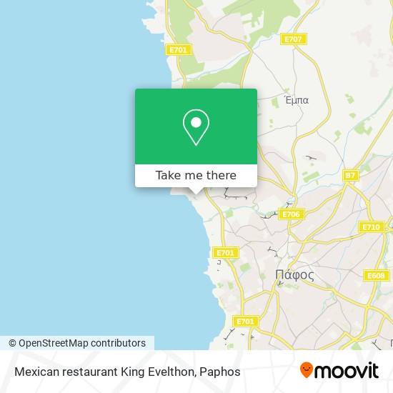 Mexican restaurant King Evelthon map