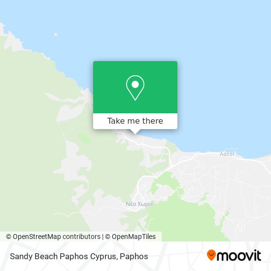 Sandy Beach Paphos Cyprus map