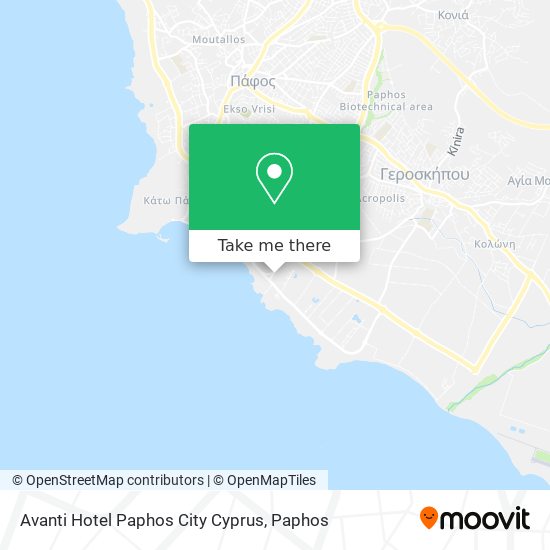 Avanti Hotel Paphos City Cyprus map
