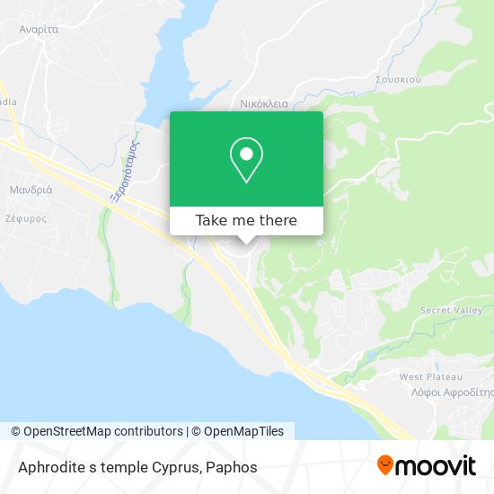 Aphrodite s temple Cyprus map