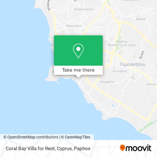 Coral Bay Villa for Rent, Cyprus map