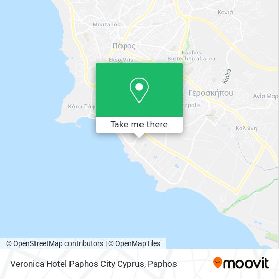 Veronica Hotel Paphos City Cyprus map