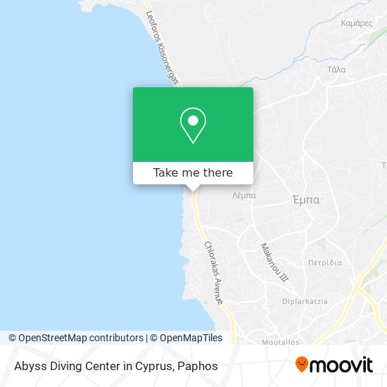 Abyss Diving Center in Cyprus map
