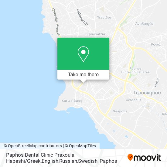 Paphos Dental Clinic Praxoula Hapeshi / Greek,English,Russian,Swedish map