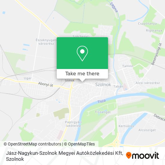 Jász-Nagykun-Szolnok Megyei Autóközlekedési Kft map