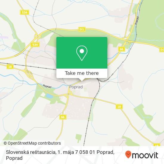 Slovenská reštaurácia, 1. mája 7 058 01 Poprad map