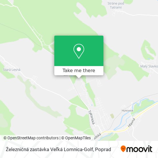 Železničná zastávka Veľká Lomnica-Golf map
