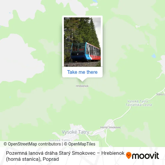 Pozemná lanová dráha Starý Smokovec – Hrebienok (horná stanica) map