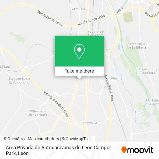 Área Privada de Autocaravanas de León.Camper Park map