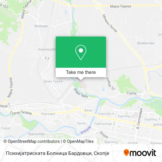 Психијатриската Болница Бардовци map