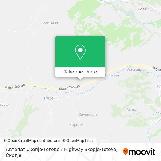 Автопат Скопје-Тетово / Highway Skopje-Tetovo map