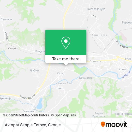 Avtopat Skopje-Tetovo map