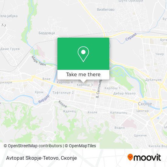 Avtopat Skopje-Tetovo mapa