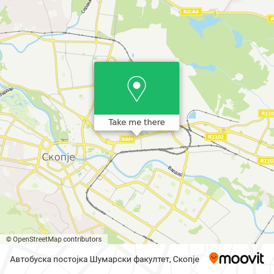 Автобуска постојка Шумарски факултет mapa