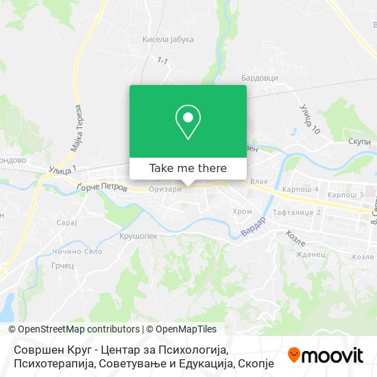 Совршен Круг - Центар за Психологија, Психотерапија, Советување и Едукација map