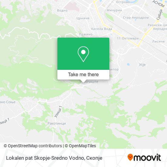 Lokalen pat Skopje-Sredno Vodno mapa