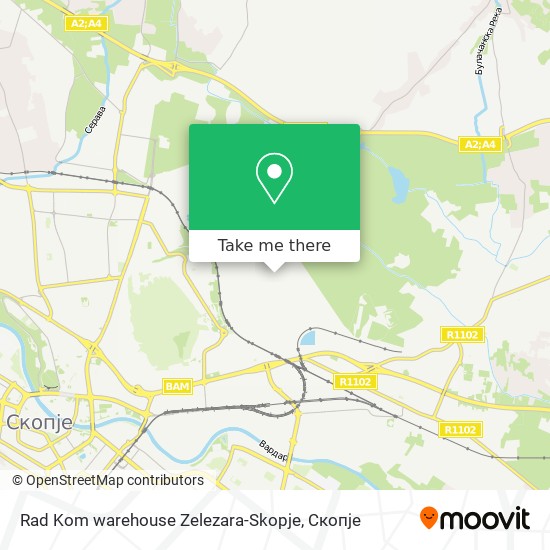 Rad Kom warehouse Zelezara-Skopje map