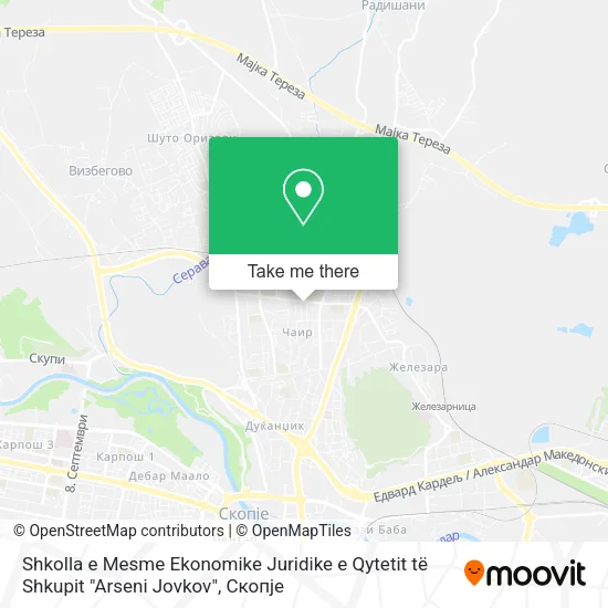 Shkolla e Mesme Ekonomike Juridike e Qytetit të Shkupit "Arseni Jovkov" map