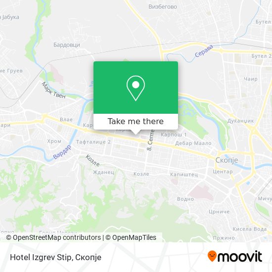 Hotel Izgrev Stip map