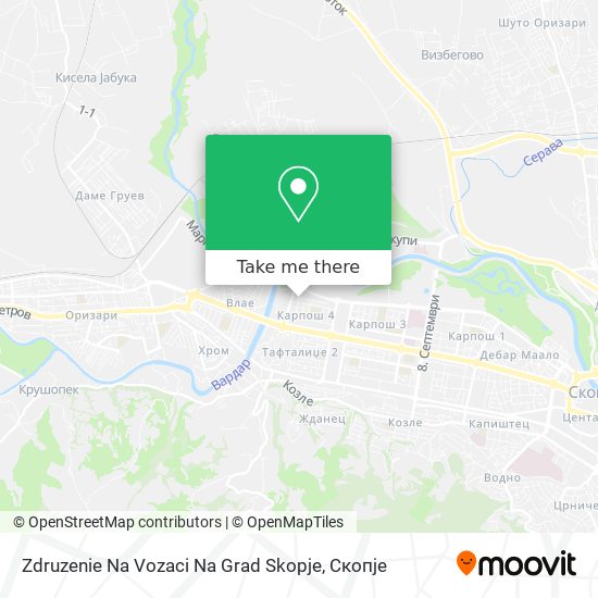 Zdruzenie Na Vozaci Na Grad Skopje map
