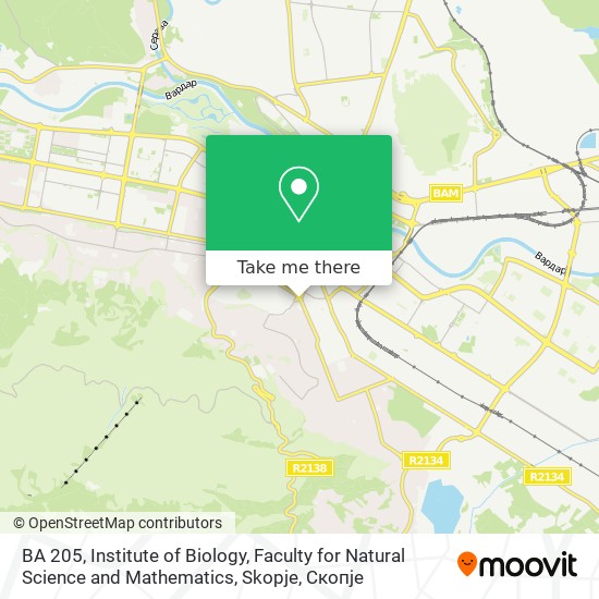 BA 205, Institute of Biology, Faculty for Natural Science and Mathematics, Skopje mapa
