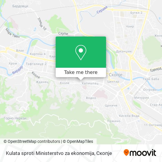 Kulata sproti Ministerstvo za ekonomija map